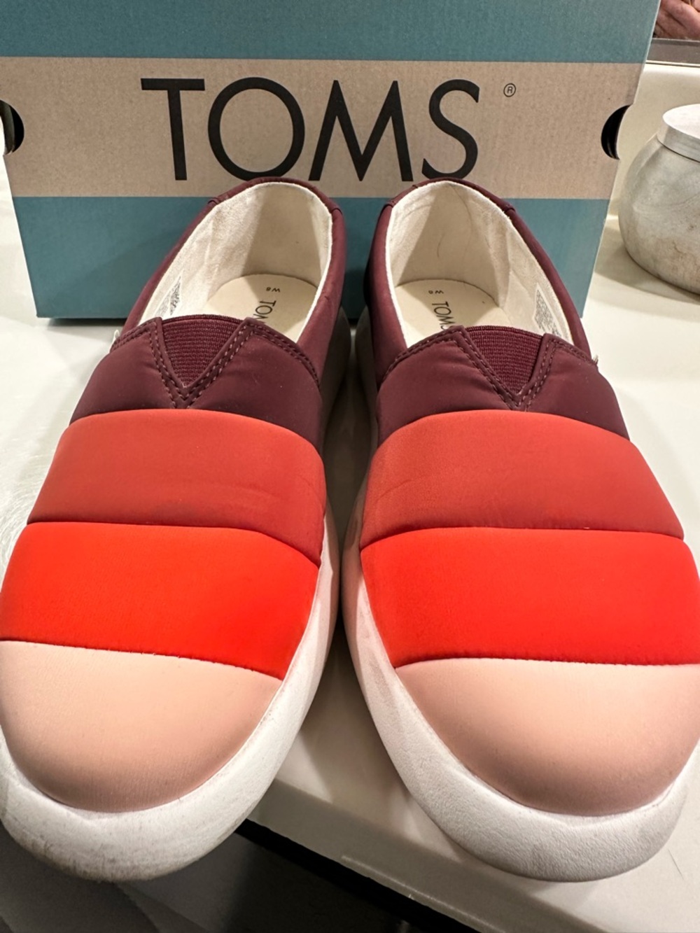 TOMS Women’s Quilted Slip-On Moccasins — Burgundy, Orange, Red & Pink